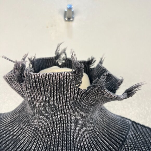 Young Fabulous Broke Womens Cameron Turtleneck Distressed Burnout Sweater Sz S/M - Picture 4 of 9
